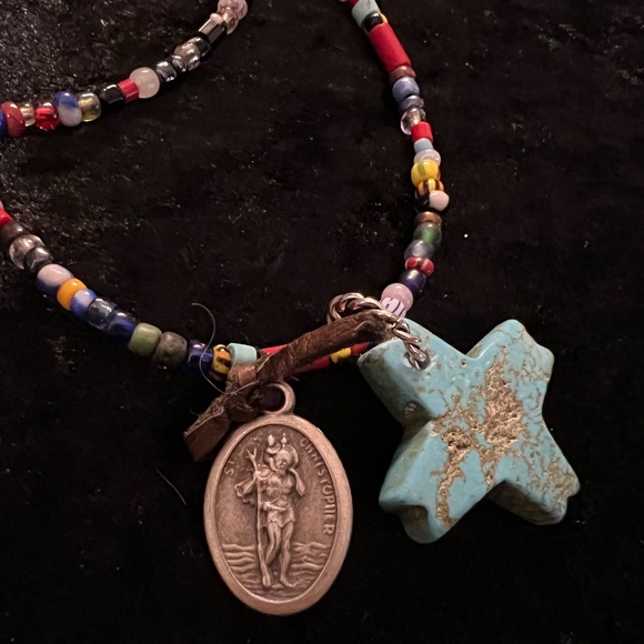 Curated Jewelry Set #9 - St. Christopher Necklace, Earrings (multicolor, silver) - Picture 2 of 7